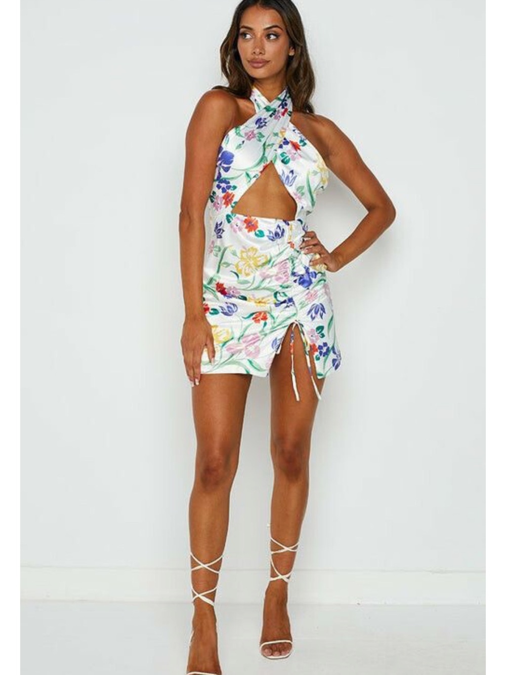Beginning Boutique Atlantis mini dress white floral